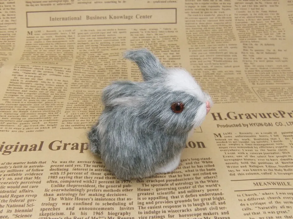 Мини моделирование серый кролик игрушка полиэтилен и мех модель подарок около 6