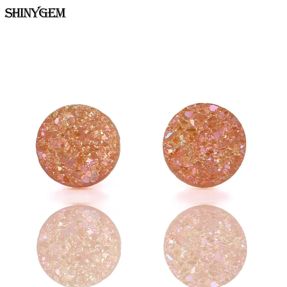 ShinyGem 4 мм круглые серьги со стразами трендовые серьги-гвоздики из натурального камня с кристаллами 925 пробы серебряные серьги-гвоздики для женщин - Окраска металла: Champagne