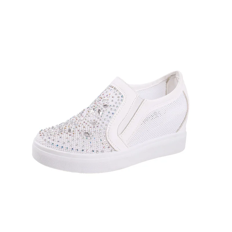 2018 женская обувь со стразами сетчатая для отдыха увеличивающая рост с рифленой