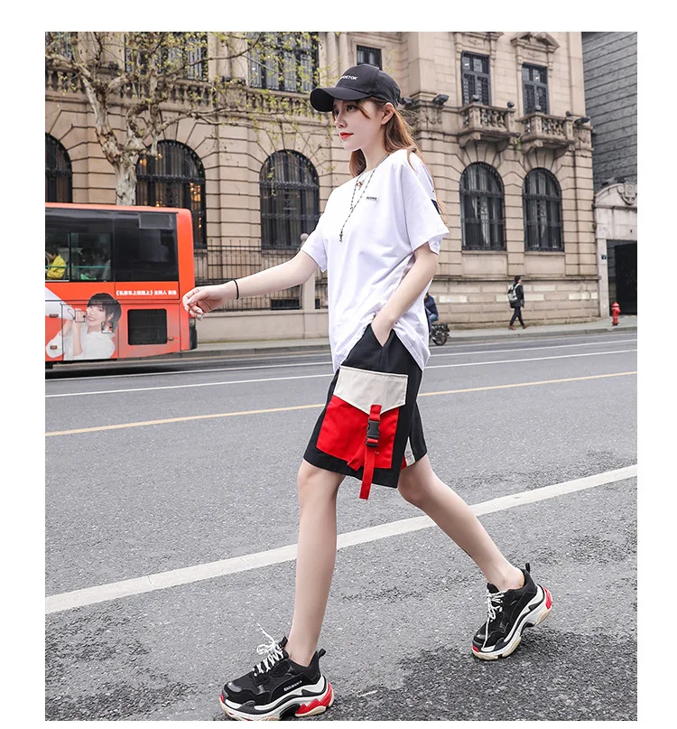 Новинка лета 2020 красный Повседневный модный спортивный свободный костюм в стиле