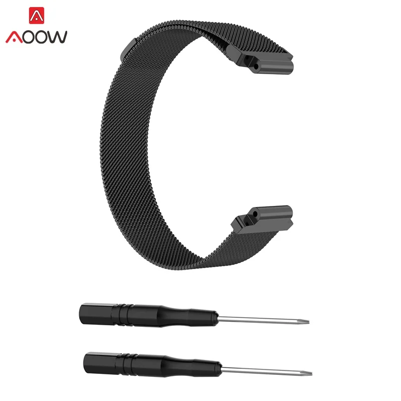 black AOOW Milanese Loop Магнитный металлический Нержавеющая сталь ремешок для смарт-часов Garmin Forerunner 220/230/235/620/630/735 часы сменные ремешки - Цвет ремешка: black
