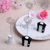 100pairs200pcs wedding decoration bride and groom offical dress table number memo photo clip place card holder free shipping