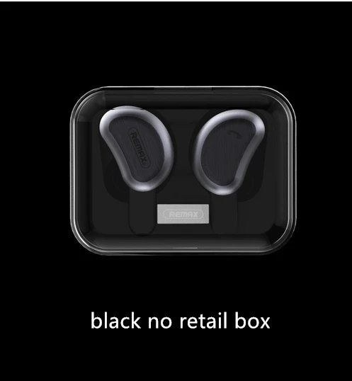 black no retail box Remax TWS-1 Новые Bluetooth наушники беспроводные 3D стерео наушники мини стерео гарнитура с зарядным разъемом для iPhone Xiaomi - Цвет: black no retail box