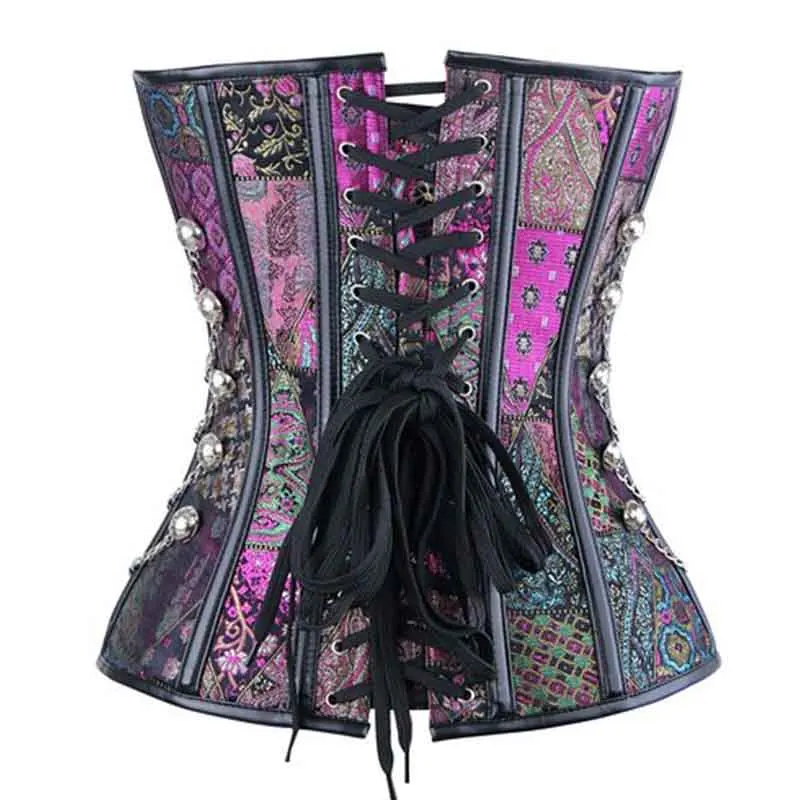 Корсет в стиле стимпанк с обхватом груди Goth Steel Boned Талия Cincher Korsett для женщин без