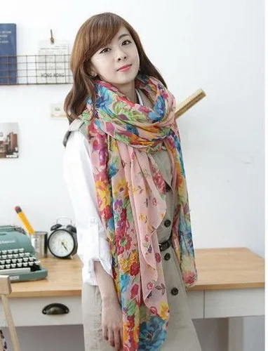 Новый стиль хлопковый шарф большого размера модная шаль с цветочным узором