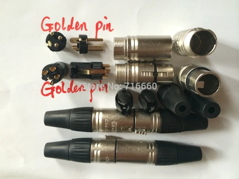 Neutrik подобным золотые шпильки разъемом XLR 3 контакта с золотым - Цена: 