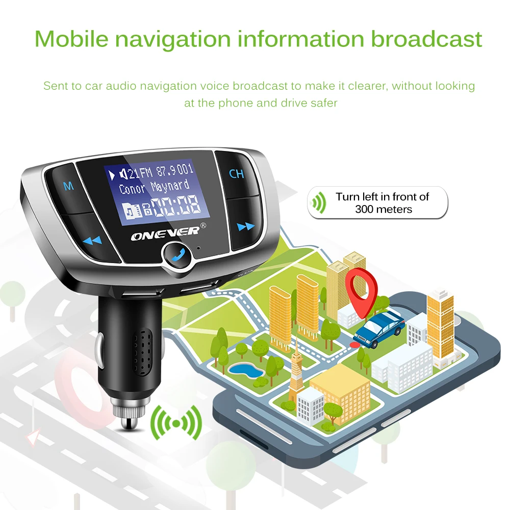 Вращающийся Беспроводной Bluetooth FM передатчик Автомобильный MP3 плеер с 3.4A двойной