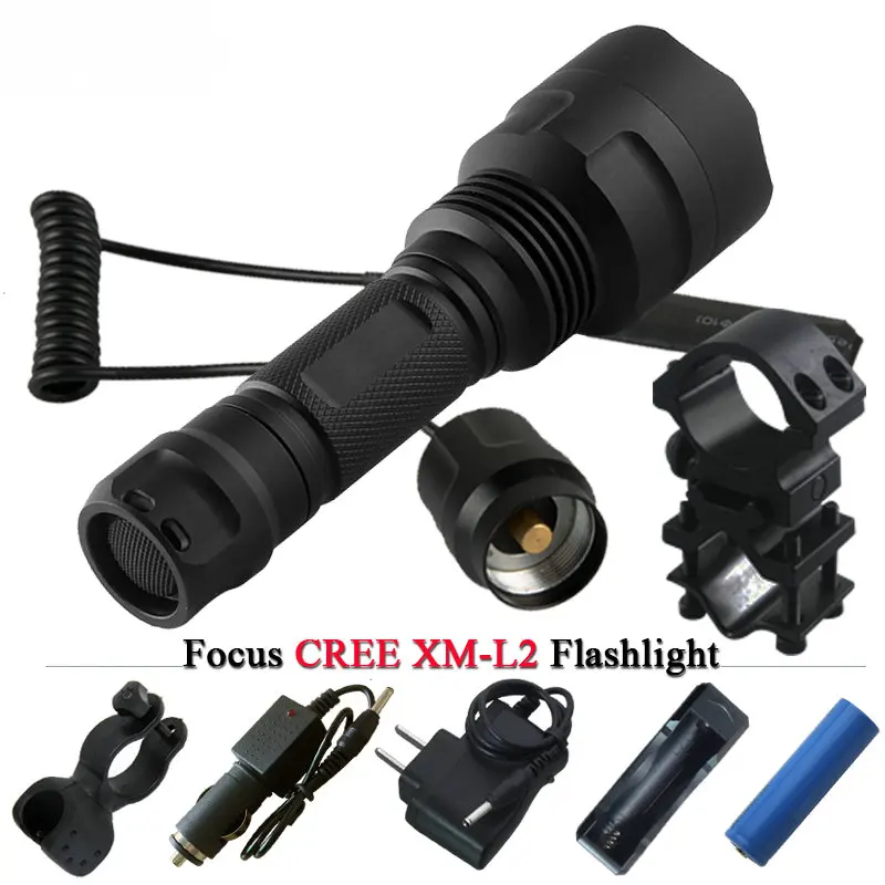 

Тактический фонарь, светодиодный фонарь CREE XM L2, водонепроницаемый, перезаряжаемый аккумулятор 18650, тактический каркас, задний переключател...