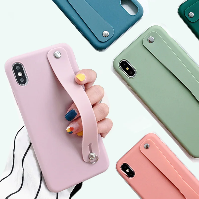 Напульсник повязка на руку 2019 Телефон чехол для iPhone 7 6 6S 8 Plus X Max XR сплошной цвет