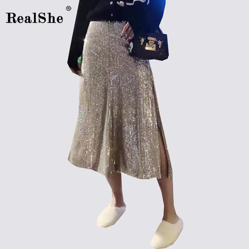 Юбка RealShe женская весенняя повседневная с высокой эластичной талией|Женские