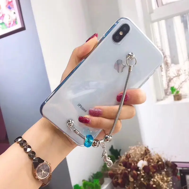 Алмазный металлический цепной браслет телефон чехол для iPhone 6 6s 7 8 plus X XS max XR samsung