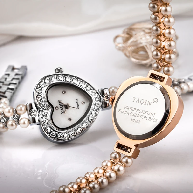 Новый Женский Марка Часы Yaqin Мода Розовое Золото Смотреть Короткие Группа Pearl