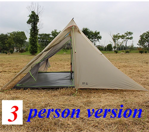 3 person Light Brown ASTA 30D с обеих сторон silnylon высокое качество два/три человека 3 сезона Открытый Кемпинг Пирамида палатка - Цвет: 3 person Light Brown