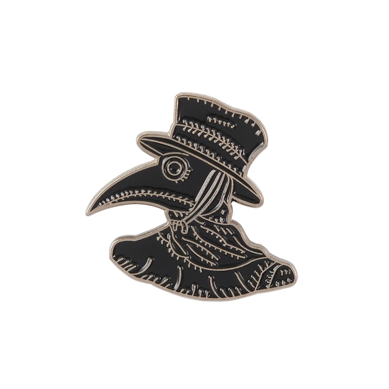Plague Doctor Панк коллекция эмалированные булавки Темно-Черная брошь чума доктор сердце винный адский значок джинсовая рубашка нагрудная булавка готические ювелирные изделия подарок - Окраска металла: Plague Doctor