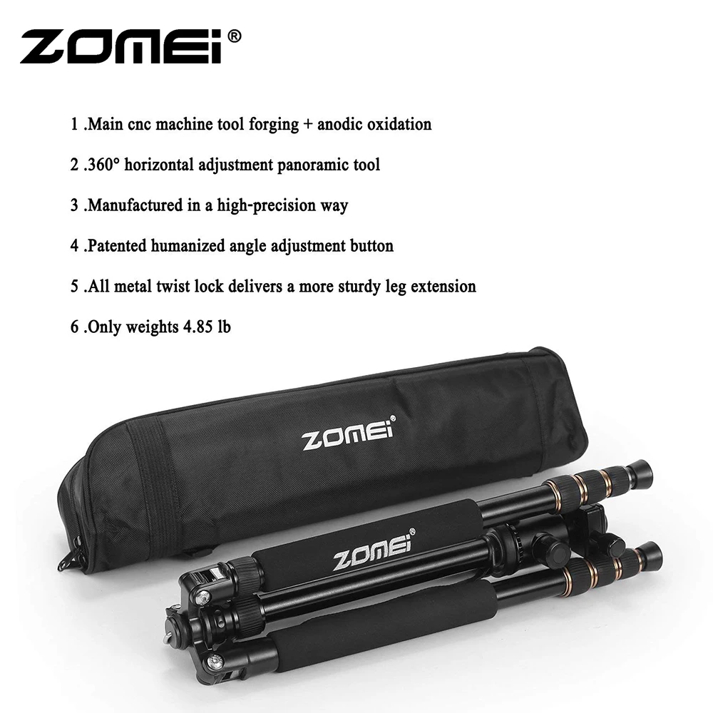 ZOMEI Z668 штатив для камеры и монопод легкий дорожный штатив с шаровой головкой 360 градусов и сумкой для переноски для SLR DSLR цифровой камеры