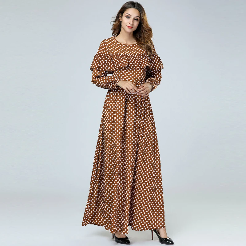 Polka Dot абайя арабское исламский мусульманский платье хиджаб Абая для женщин Катар