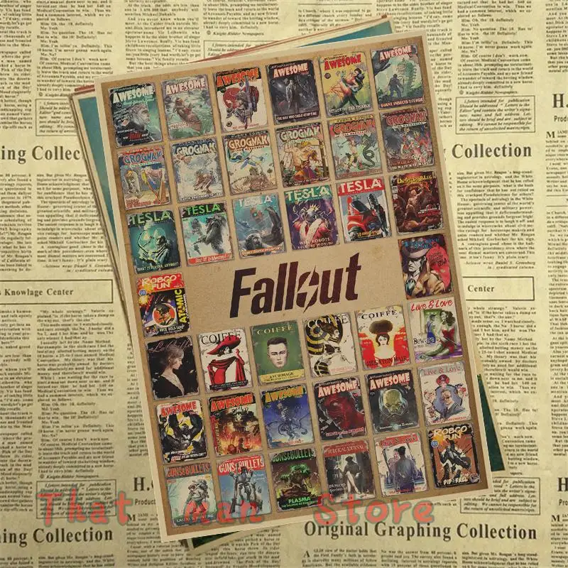 Fallout 3 4 игровой Плакат Украшение для домашнего интерьера крафт-игра плакат рисунок core наклейки на стену 42*30 см