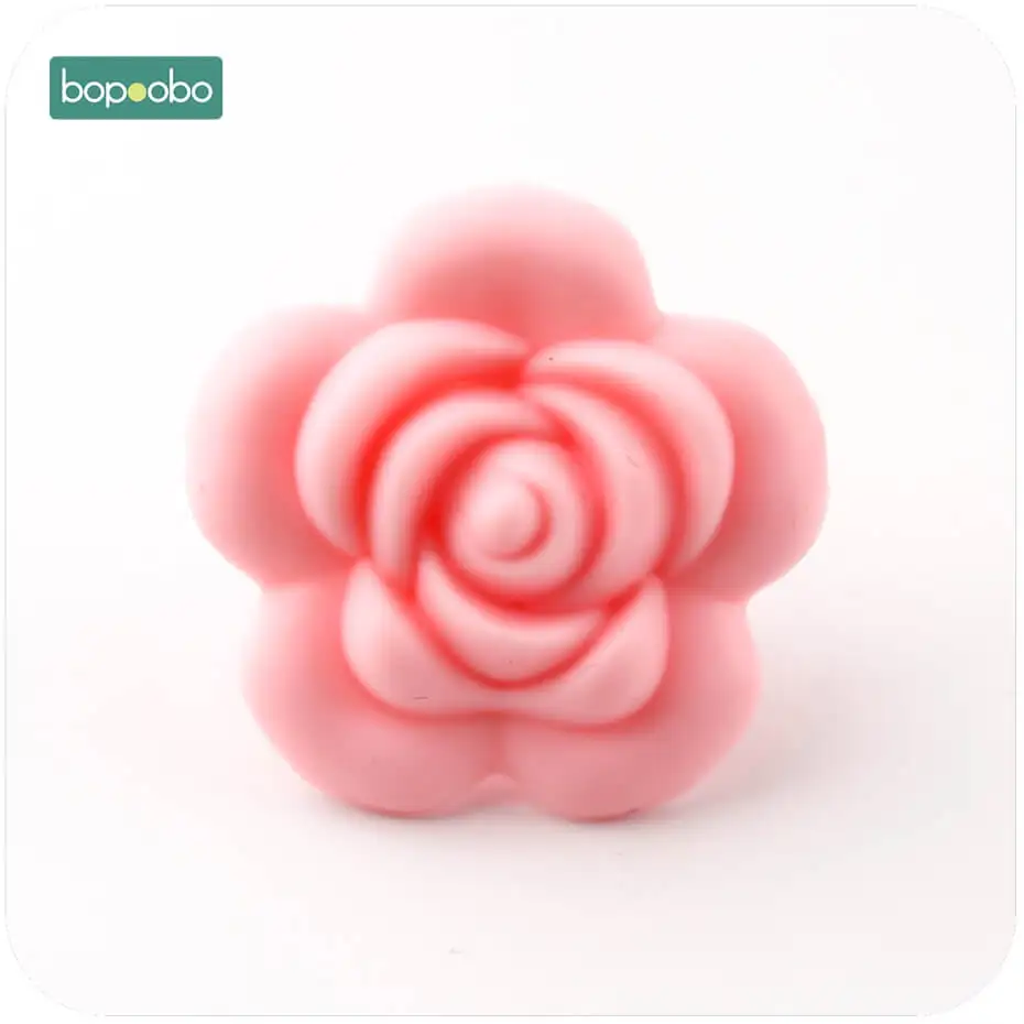 pink rose Bopobo Детские аксессуары 1 шт. силиконовые розовые бусины Цветок пищевой Прорезыватель для зубов DIY ювелирные изделия для кормления сенсорная игрушка для прорезывания зубов детский Прорезыватель - Цвет: pink rose