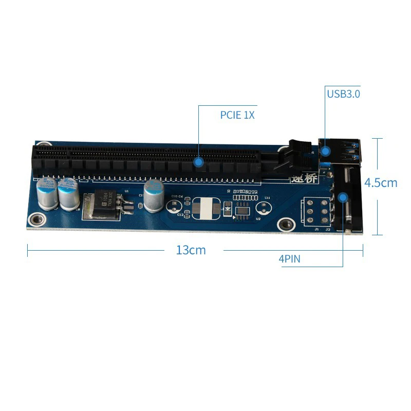 PCI-E PCI E Express 1X к 16X Riser Card 60 см USB 3,0 удлинитель Кабель SATA 15 Pin к 4Pin блок питания для Биткойн шахтер