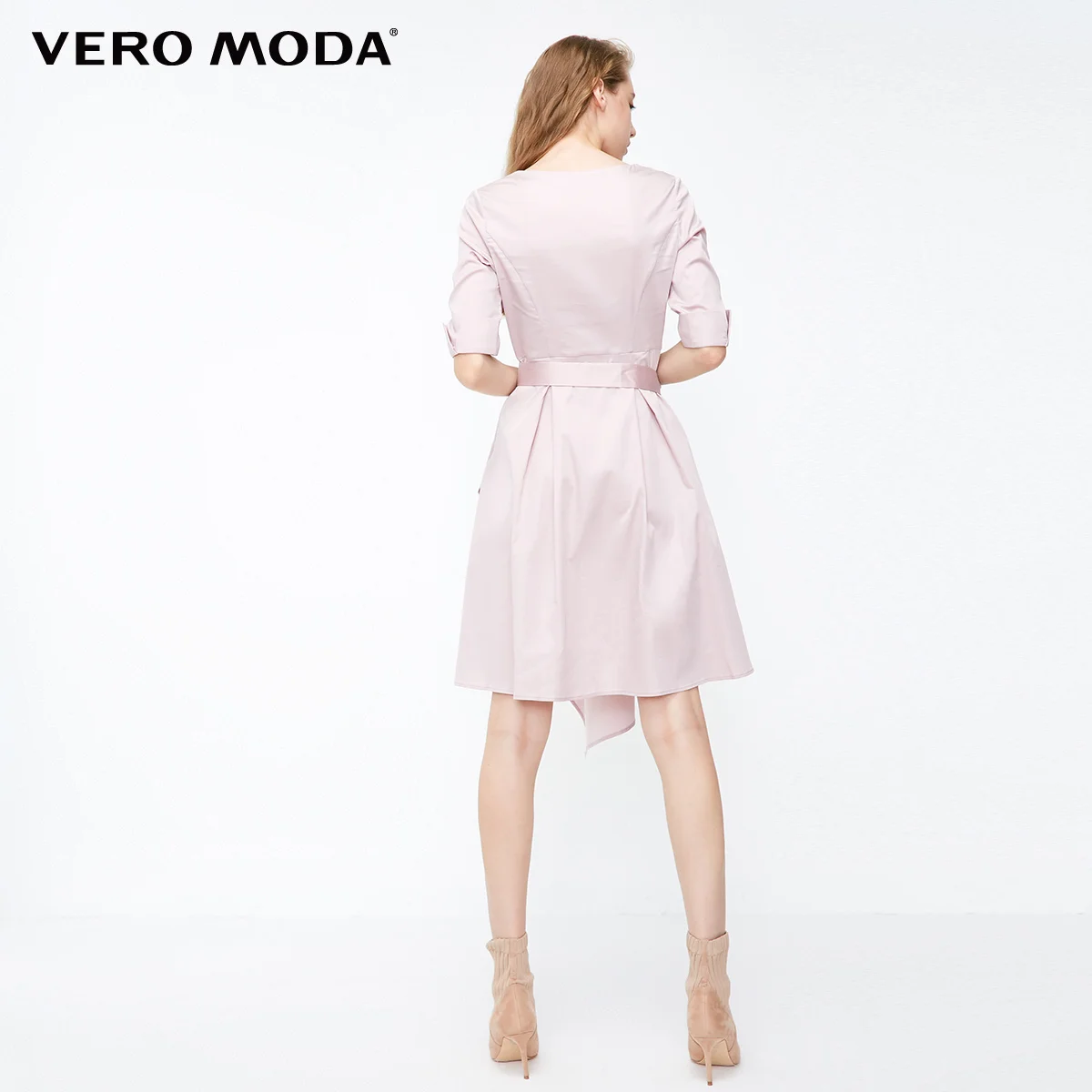 Vero Moda новое рабочее место v-образным вырезом ремни три четверти рукав чистый платье | 31847C512