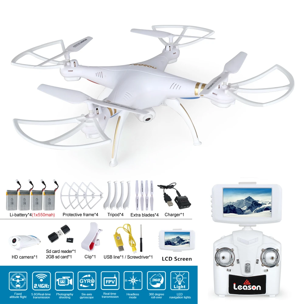 Профессии Дроны с Камера 2 4 ГГц 4CH 6 оси реального времени вертолет Quad Wi Fi и FPV ЖК