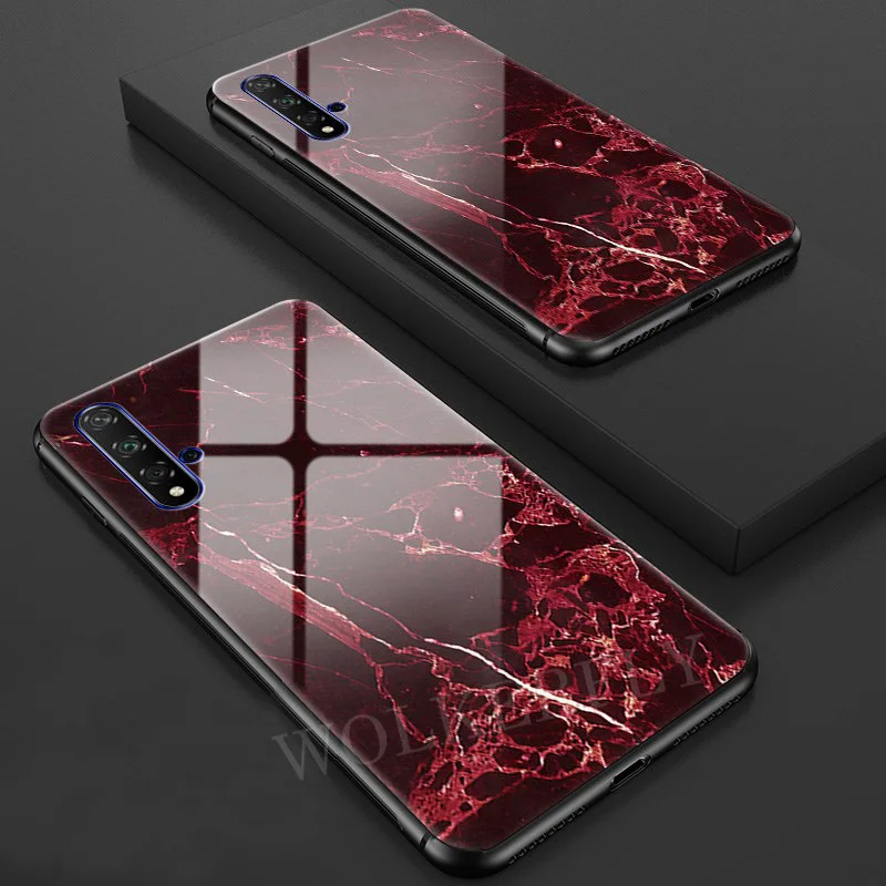 Красочные Мрамор Стекло чехол для huawei Коврики 20 P20 P30 Lite Pro P Smart Y5 Y6 Y7 Y9 Honor 20 10i 8 S 8X 8C 8A Nova 5 5i чехол