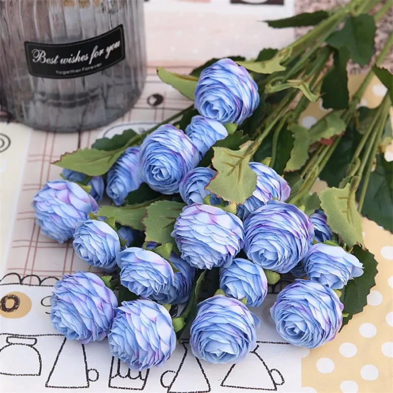 6 шт. поддельные одиночный стебель Роза (3 головок/шт) Моделирование в винтажном