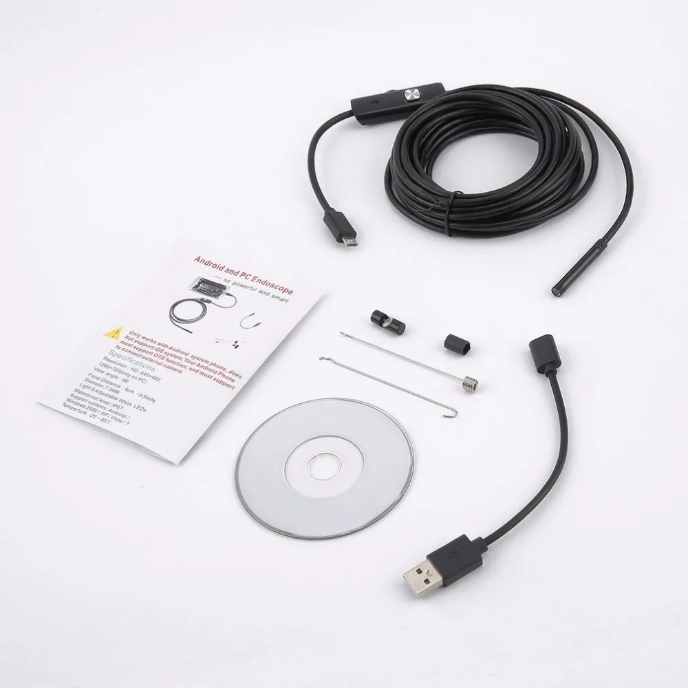 5,5/7 мм объектив 480 P эндоскоп 1 м/1,5 м/2 м кабель Borescopes камера Android USB эндоскоп камера для ремонта автомобиля осмотр труб