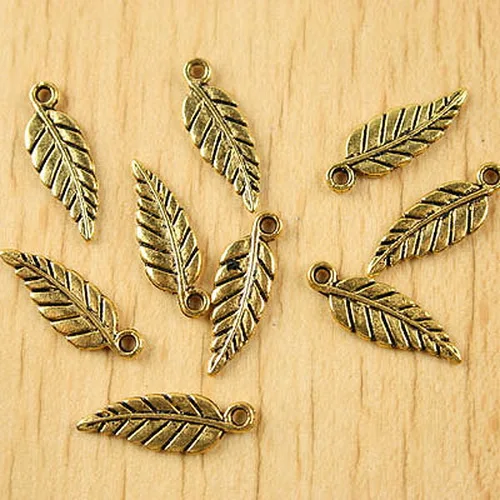 

40pcs dark gold-tone leaf charms findings h1838