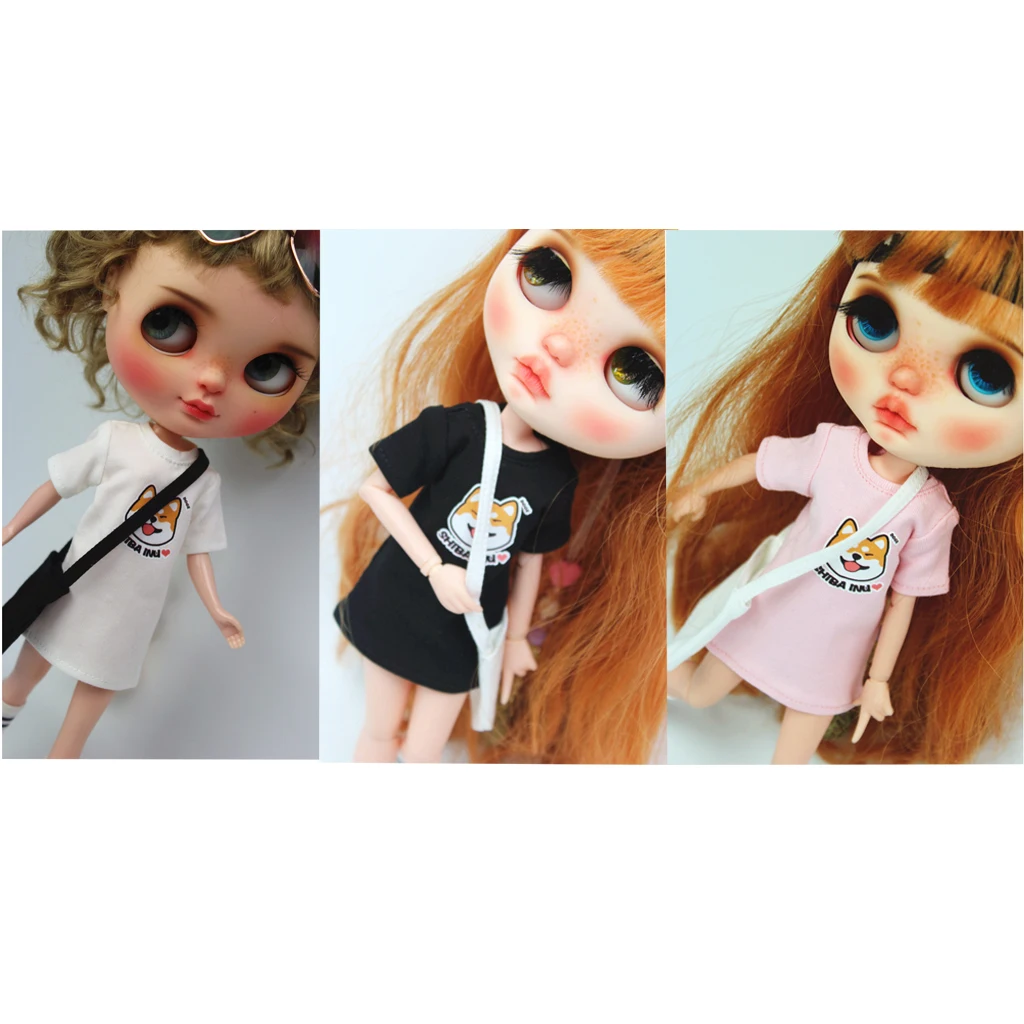 

Fashion Handmade Printed Short Sleeve Hoodie Top T-shirt For 1/6 Dolls Dress up Clothing Accessory for Doll
