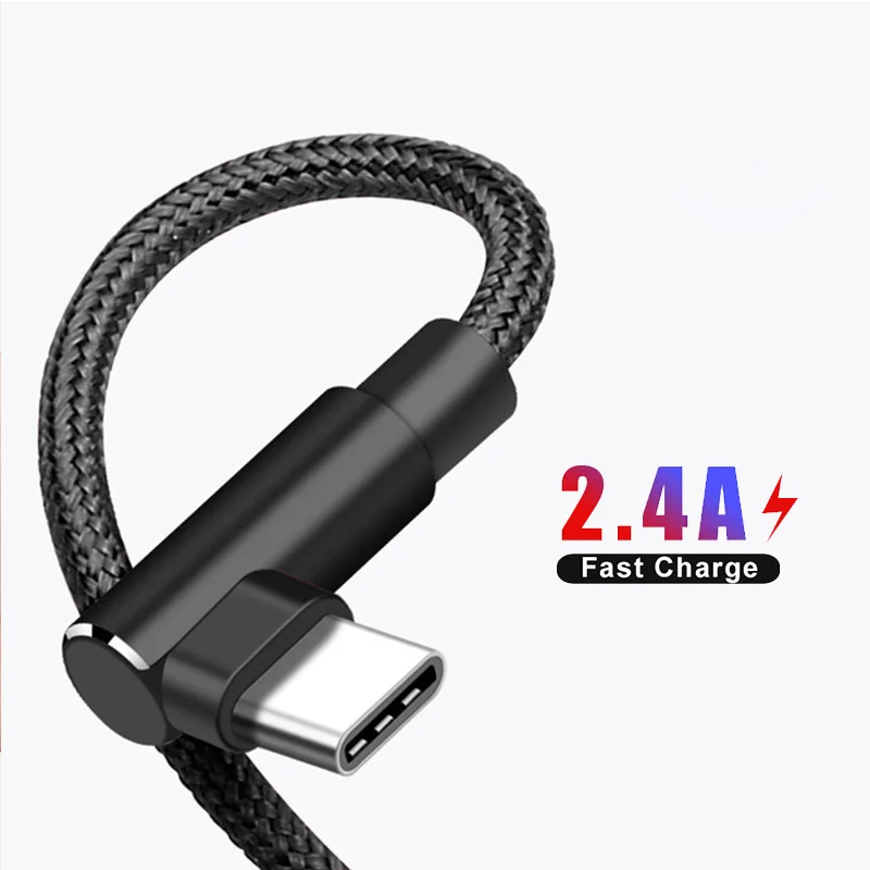 2.4A USB Type C 90 градусов быстрая зарядка Usb кабель L Type-c 3 1 0 для передачи данных
