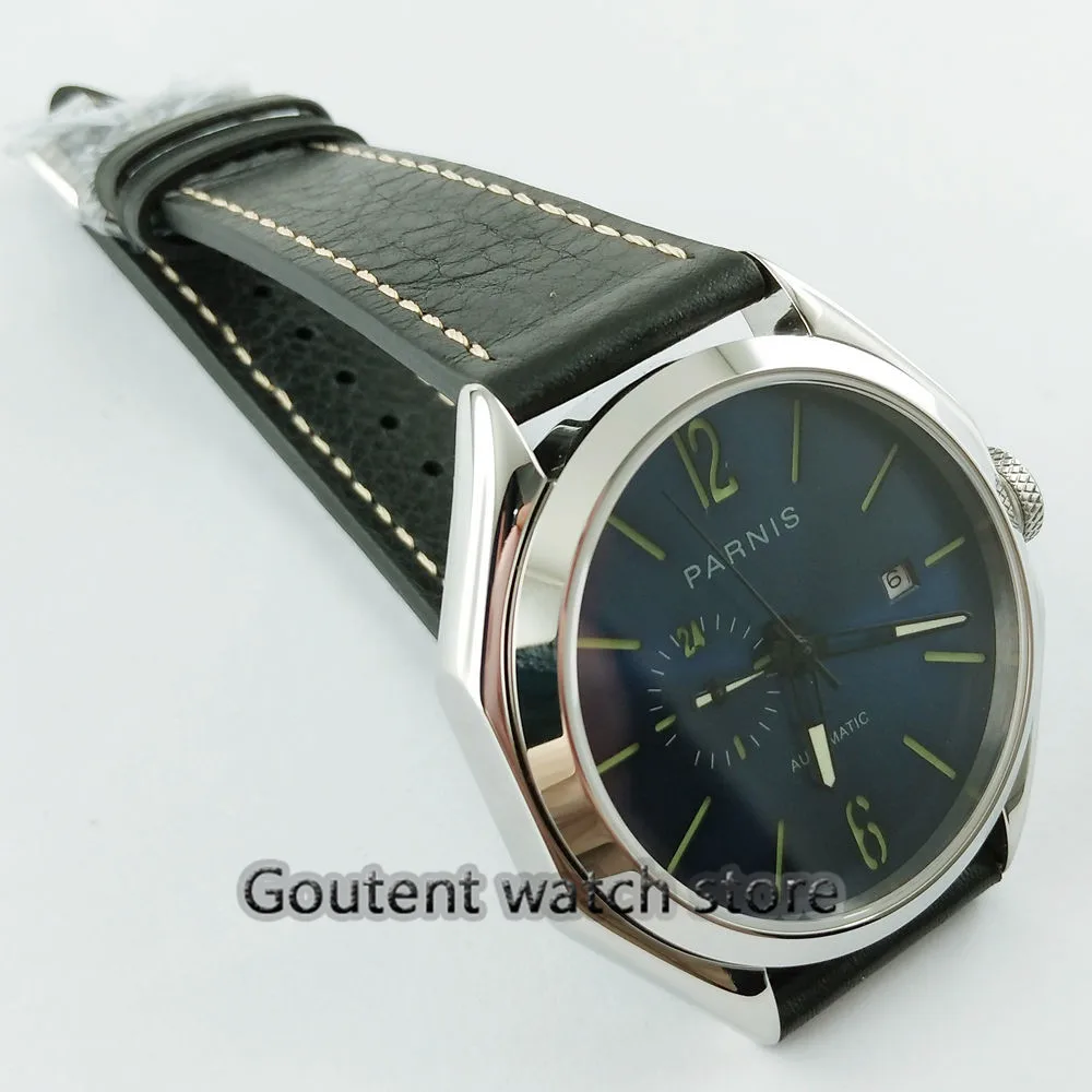 Parnis 43 мм 21 jewels MIYOTA 821A автоматический синий циферблат сапфировое стекло Miyota