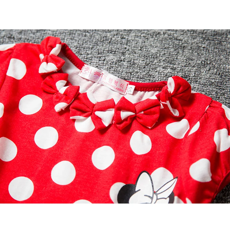 girls minnie dress for birthday party christmas dot cartoon mouse cotton kids frocks toddler clothing 6Y baby girl clothes | Детская