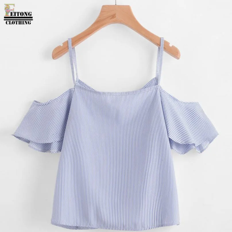 Женская блузка в полоску с открытыми плечами и воротником лодочкой|blouses summer|summer
