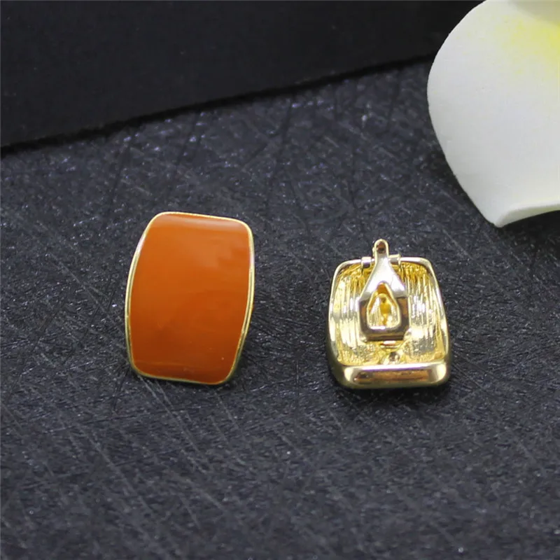 brown ear clip ENZE новые сплав квадратный зеленый белый коричневый эмаль женские серьги ретро модные вечерние мужские аксессуары для пар - Окраска металла: brown ear clip