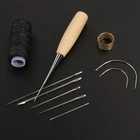 Иглы для шитья кожи, набор наперстков для ниток, ручной инструмент для шитья сделай сам, практичный многофункциональный набор инструментов для работы с кожей