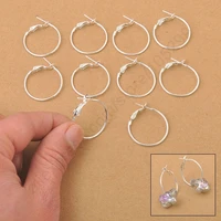 100pcs 925 sterling silver big circle wire hoops loop earrings diy dangle earring jewelry making accessories 20mm bijoux femme