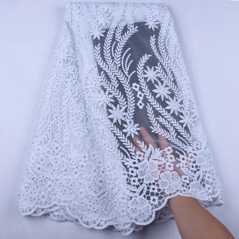 Pure White Milk Silk Lace Fabric Bridal Materials African Latest French Nigreian Voile With Stones F1571 | Дом и сад