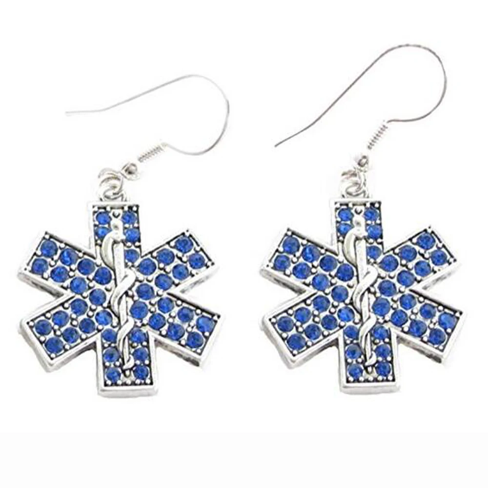 Модные серьги-крюки с синими кристаллами EMS EMT | Украшения и аксессуары