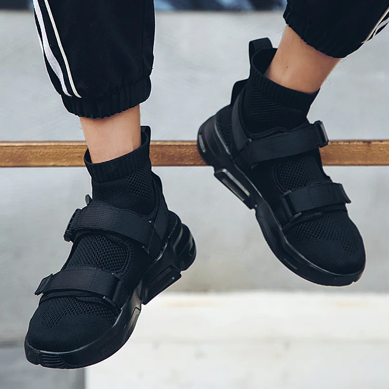 Мужские кроссовки с плетеной пряжкой дышащие теннисные туфли в стиле хип-хоп