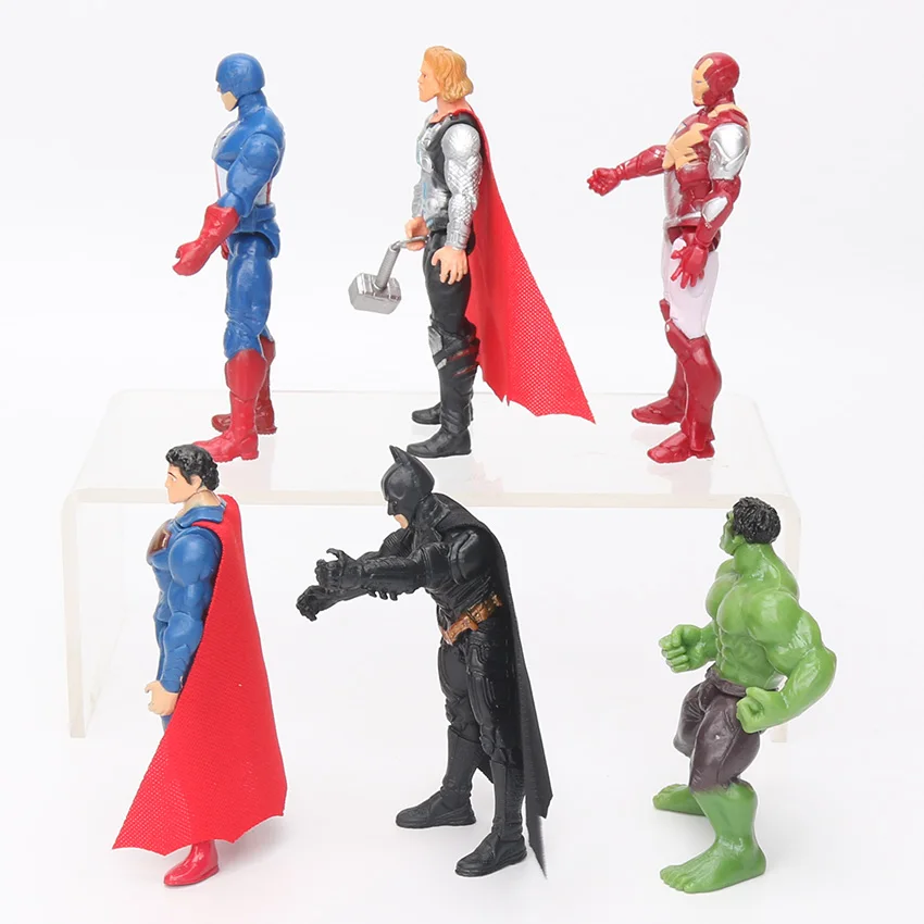 Игрушки Marvel, набор коллекционных экшен-фигурок супергероев из фильма «Мстители» — Бэтмен, Тор, Халк, Капитан Америка, 10,5 см, 6 шт