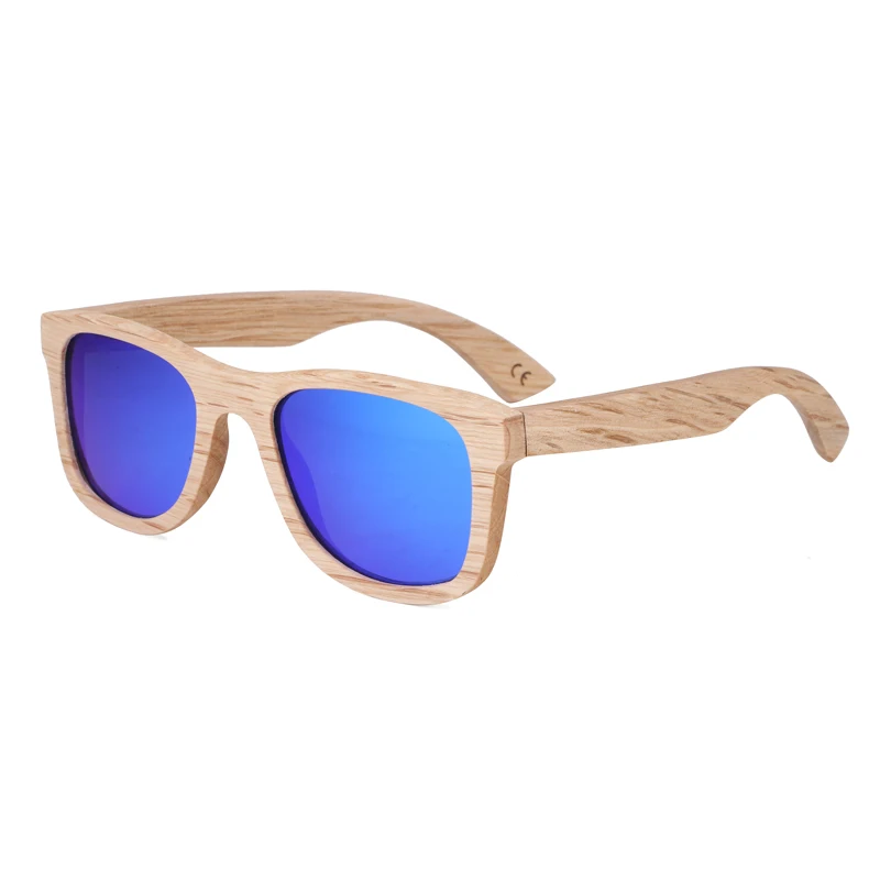 blue lens BerWer модные деревянные солнцезащитные очки мужские и женские деревянные солнцезащитные очки бамбуковые солнцезащитные очки es бамбуковые очки деревянные стекла es - Цвет линз: blue lens