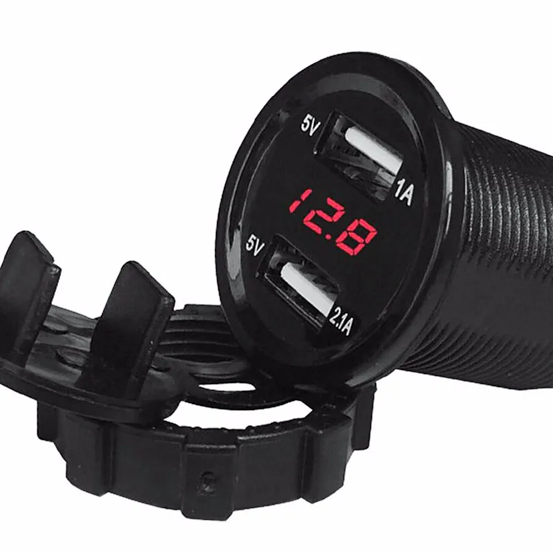 

DC 12V Car Motorcycle 3.1A Dual USB LED Charger Socket Voltage Voltmeter Panel