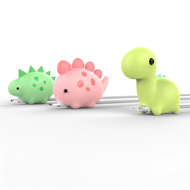 Siancs Cute Doodle рыба динозавр кабель укуса протектор для iPhone USB кабель Органайзер намотка мультфильм провода кабельный держатель
