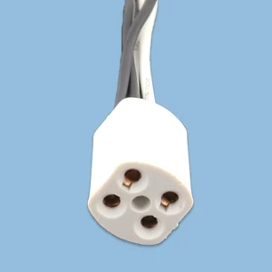 Держатель лампы G10Q с кабелем длиной 20 см, T4 T5 T8, 4-контактный разъем для кольцевой лампы, Изоляционная трубка для цоколя лампы