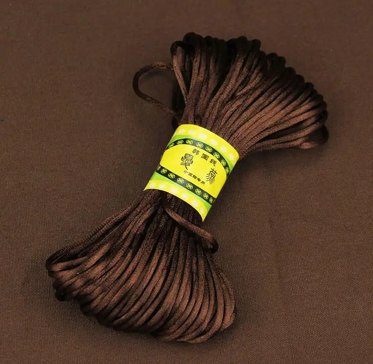 deep brown 2 мм 20 метров Мягкая атласная трещотка шелковый шнур макраме нейлон Кумихимо шамбалла для китайский «сделай сам» браслет с узлом Ожерелье Ювелирные изделия Поиск - Цвет: deep brown