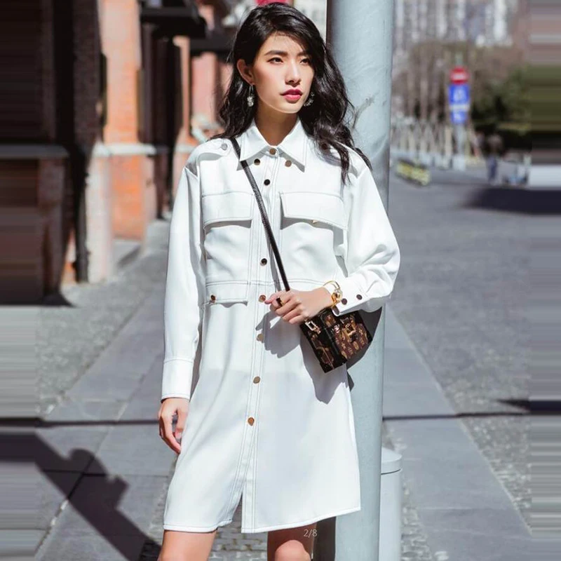 2018 новые женские Модные белый яркий ШВЕЙНАЯ хит Цвет платье Повседневное с