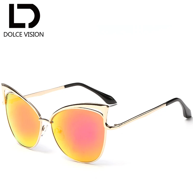 Dolce vision зеркало розовый кошачий глаз, солнцезащитные очки, Для женщин Золотой стильная металлическая оптика UV400 Лидер продаж Брендовая Дизайнерская обувь Солнцезащитные очки женские солнцезащитные очки - Цвет линз: 005