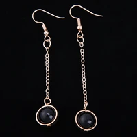 little golden hoop center black bead chain drop earrings dangle earrings for women hook clip types