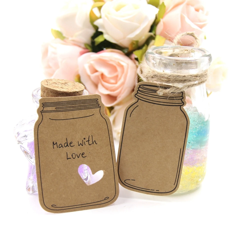 50 шт. Творческий Бумага карты бутылки ручной работы с любовью этикетки бирки DIY
